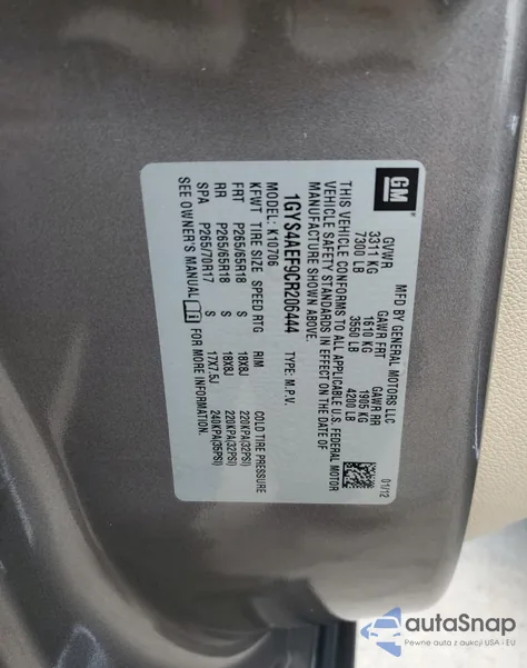 2012 Cadillac Escalade from USA, damaged, VIN 1GYS4AEF9CR206444